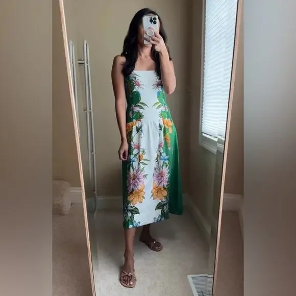 Farm Rio Off-White Sweet Bloom Dreamscape Midi Dress M - Picture 2 of 11